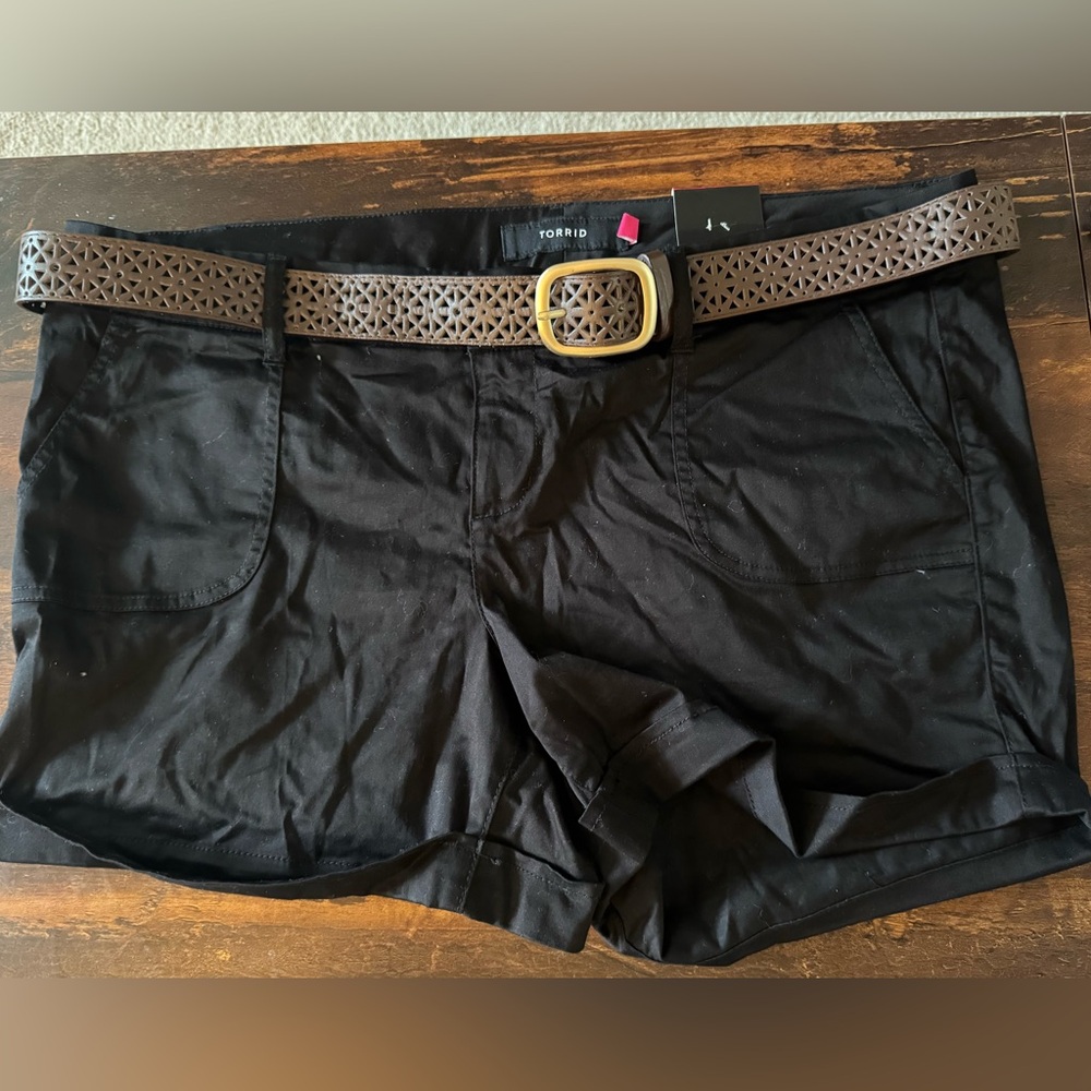 Torrid Women's Black Shorts with Brown Belt